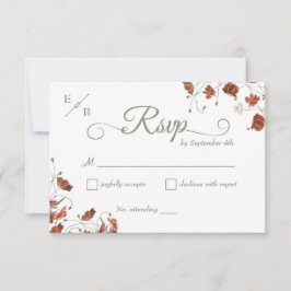 Moderne Terracotta Floral Wedding RSVP Card Karte