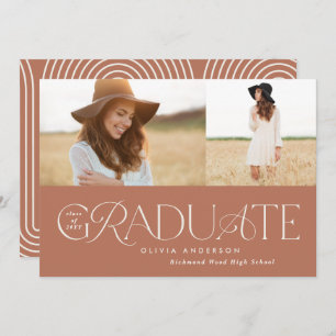 Moderne Terracotta geometrische 2-Foto-Abschluss Ankündigung