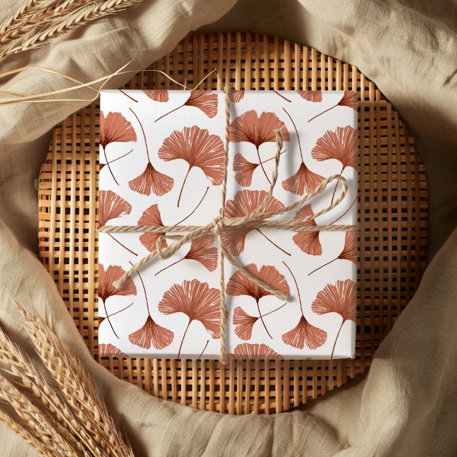 Moderne Terracotta Ginkgo-Blätter Geschenkpapier Set (Von Creator hochgeladen)