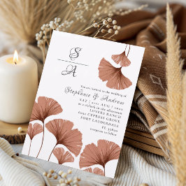 Moderne Terracotta-Ginkgo-Blatthochzeit Einladung