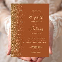 Moderne Terracotta Gold Imitats Glitzer Edge Weddi