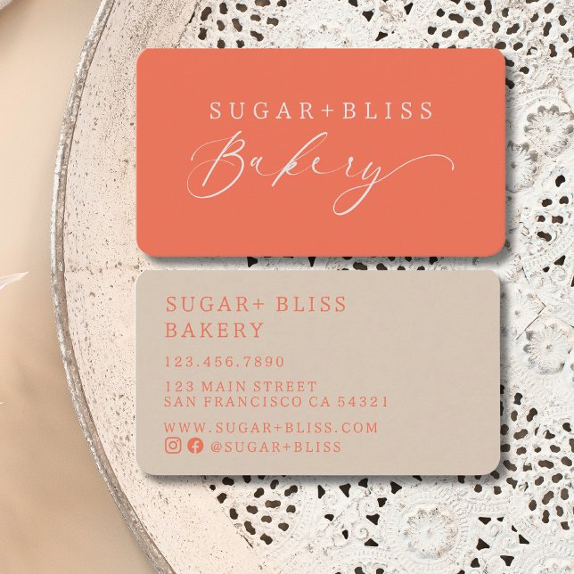 Moderne Terracotta Handgeschriebene Skriptbacken K Visitenkarte (Von Creator hochgeladen)