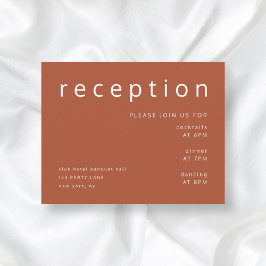 Moderne Terracotta Hochzeitsempfehlung Begleitkarte