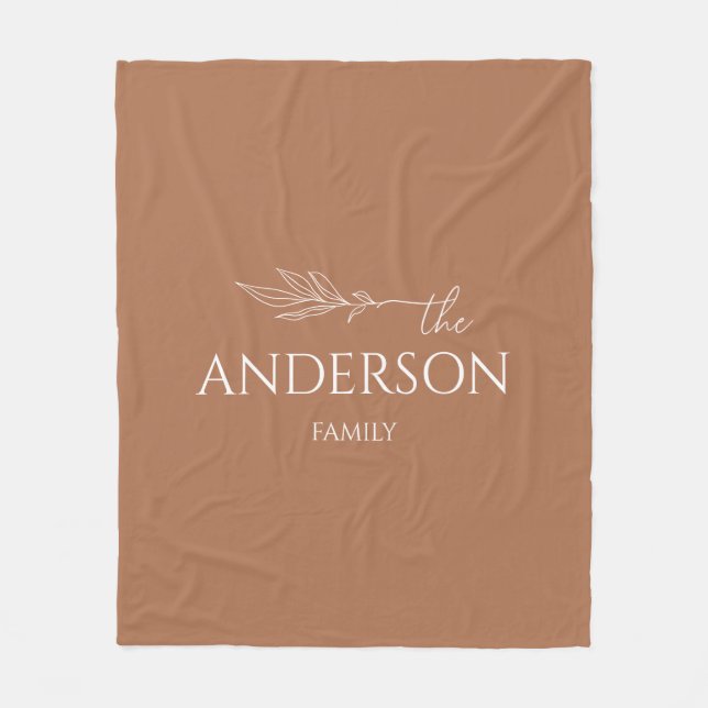 Moderne Terracotta - individueller Familienname Fleecedecke (Vorderseite)