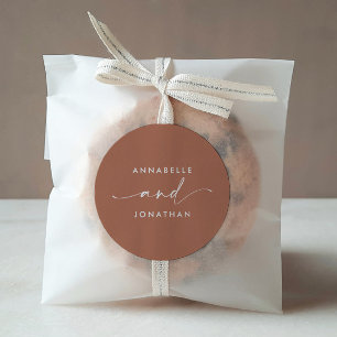 Moderne Terracotta minimale zeitgenössische Hochze Runder Aufkleber