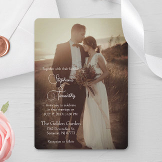 Moderne Terracotta Minimalistisches Foto Hochzeit Einladung