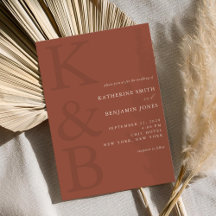 Moderne Terracotta Monogram Minimalistisch Wedding