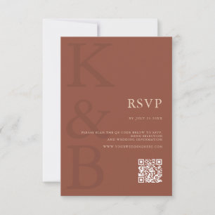 Moderne Terracotta Monogram Minimalistisch Wedding RSVP Karte