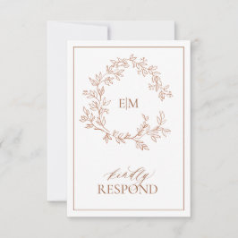 Moderne Terracotta Monogram Wedding RSVP Card Karte