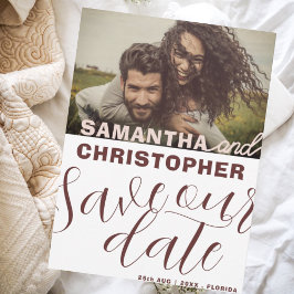 Moderne Terracotta Rette unser Datum Hochzeit Save The Date