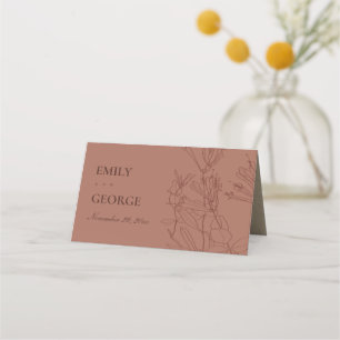 MODERNE TERRACOTTA RUST PASTEL LINIE ZEICHNEND BLU PLATZKARTE