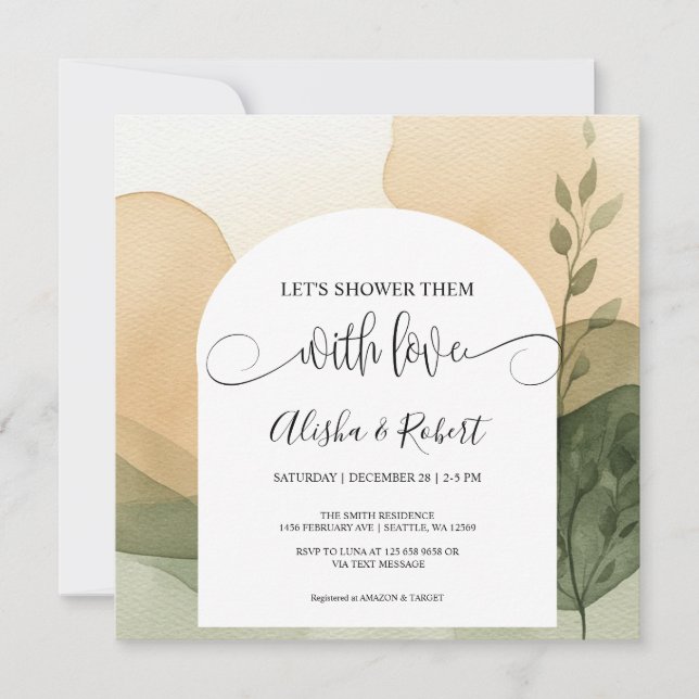 Moderne Terracotta & Sage Couples Dusche Einladung (Vorderseite)