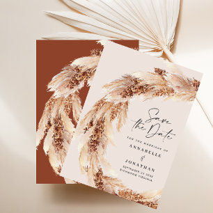 Moderne Terracotta-Save the Date-Pampen Einladung