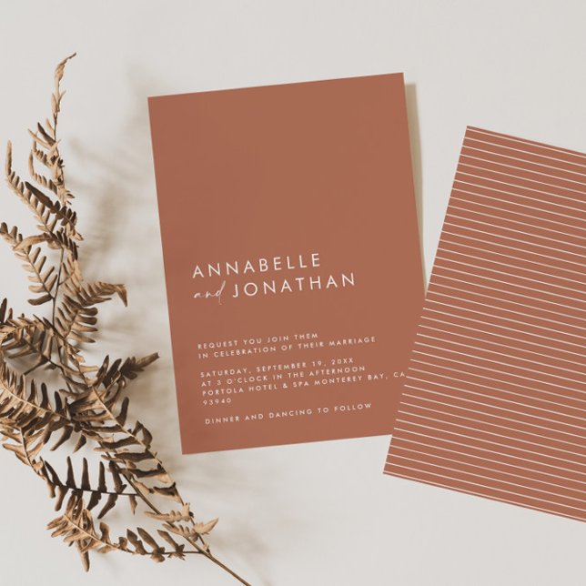 Moderne Terracotta-Schrift zeitgenössische Hochzei Einladung (Von Creator hochgeladen)