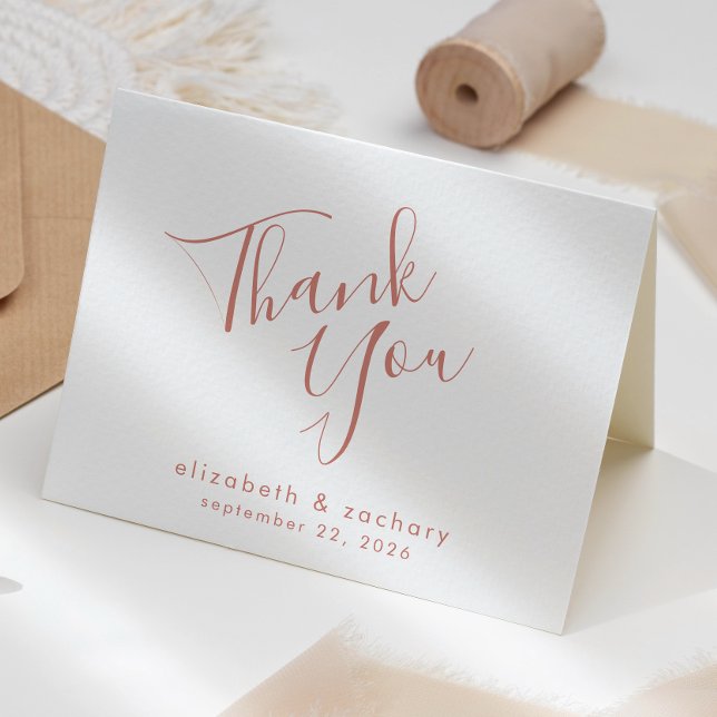 Moderne Terracotta Script Wedding Vielen Dank Karte (Von Creator hochgeladen)