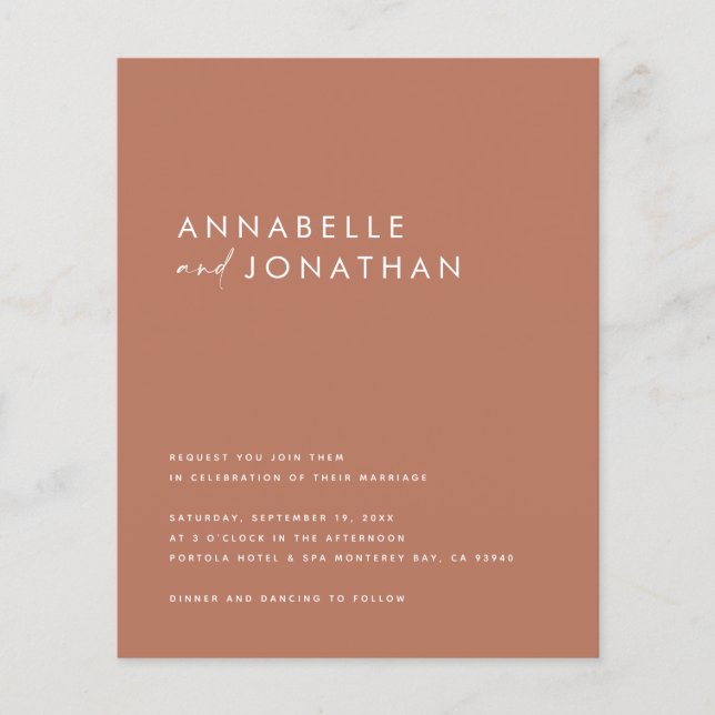 Moderne Terracotta-Skript zeitgenössische Hochzeit Flyer (Vorne)