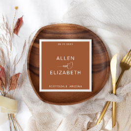 Moderne Terracotta Stilvolle Personalisierte Hochz Serviette