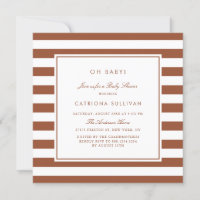 Moderne Terracotta Streifen Muster Babydusche