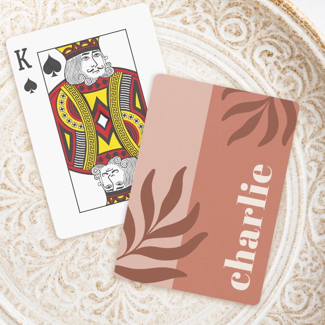Moderne Terracotta-Töne senkrechten Namen botanisc Spielkarten (Modern terracotta shades vertical name botanical poker cards)