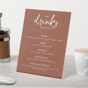 Moderne Terracotta Wedding Bar Menu Sockelschild