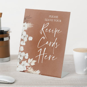 Moderne Terracotta Weißer Blumenzitat Sockelschild