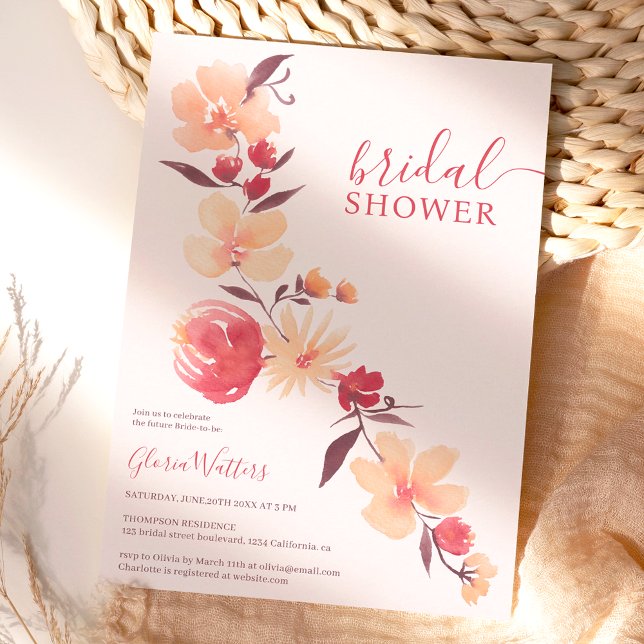 Moderne Terrakotta-beige Blume fallen Brautparty Einladung (Von Creator hochgeladen)