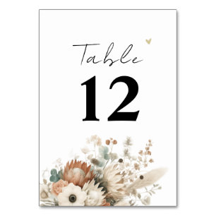 Moderne Terrakotta-Blumen Hochzeit Tischnummer