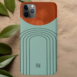 Moderne Terrakotta-Bogen-Teal-Linienkunst im Mitte Case-Mate iPhone Hülle