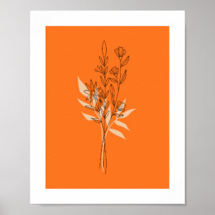Moderne Terrakotta-Botanik-Linienkunstposter Poster