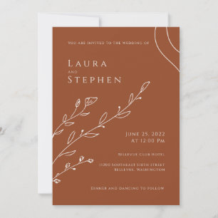 Moderne Terrakotta-Botanische Hochzeitseinladung Einladung