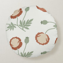 Moderne Terrakotta-Botanische Mohn-Rundkissenhülle