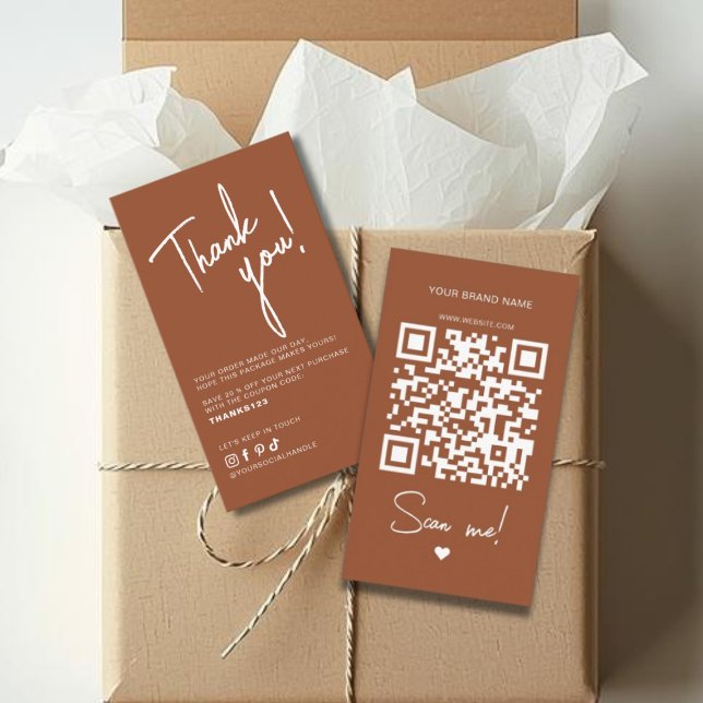 Moderne Terrakotta-Dankeschön-QR-Code Visitenkarte (Von Creator hochgeladen)