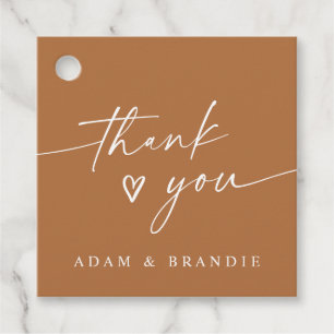 Moderne Terrakotta-Handschriftliche-Danke-Hochzeit Geschenkanhänger