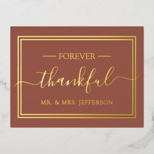Moderne Terrakotta Hochzeit Mr. & Mrs. Danke Folie Einladungspostkarte