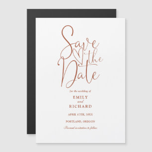 Moderne Terrakotta-Hochzeitsschrift Save The Date Magneteinladung