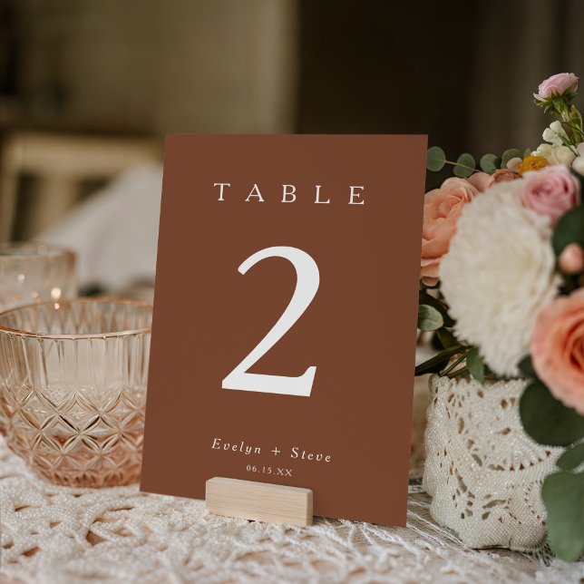 Moderne Terrakotta-Hochzeitstisch-Nummer Tischnummer (Von Creator hochgeladen)