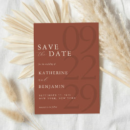 Moderne Terrakotta-Minimalist-Hochzeit Save The Date