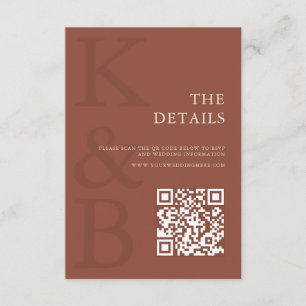 Moderne Terrakotta-Monogramm-Minimalist-Hochzeit Begleitkarte