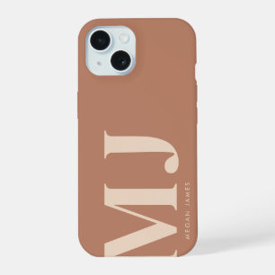 Moderne Terrakotta-Personalisierung mit Monogramm iPhone 15 Hülle