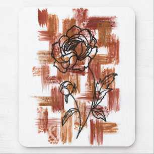 Moderne Terrakotta-Pinselstriche und Tintenrose-Ma Mousepad