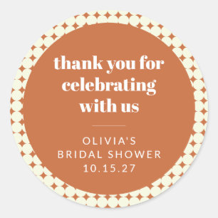 Moderne Terrakotta-Punkte Brautparty Benutzerdefin Runder Aufkleber