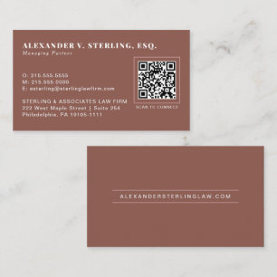 Moderne Terrakotta Roségold QR-Code Professional Visitenkarte