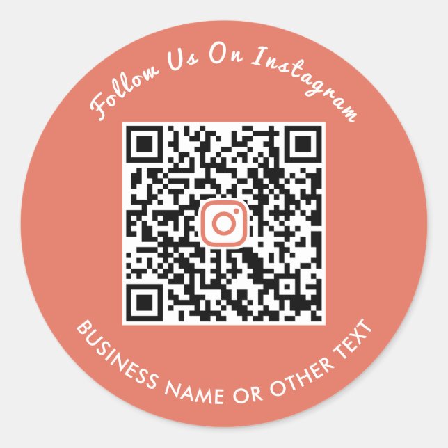 Moderne Terrakotta-Schrift Instagram QR-Code Runder Aufkleber (Vorderseite)