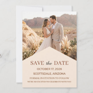 Moderne Terrakotta-Wüsten-Boho-Save-the-Date-Karte Save The Date