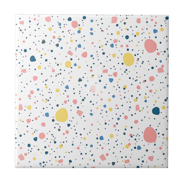 Moderne Terrazzo-Confetti-Punkte-Muster Pastell Fliese (Vorderseite)