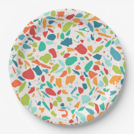 Moderne Terrazzo Farbenfrohe Architektur Designer Pappteller