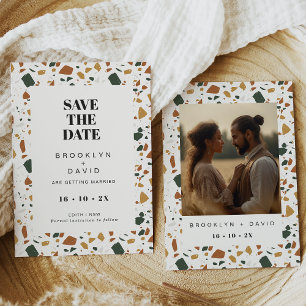 Moderne Terrazzo Foto Save the Date Karte