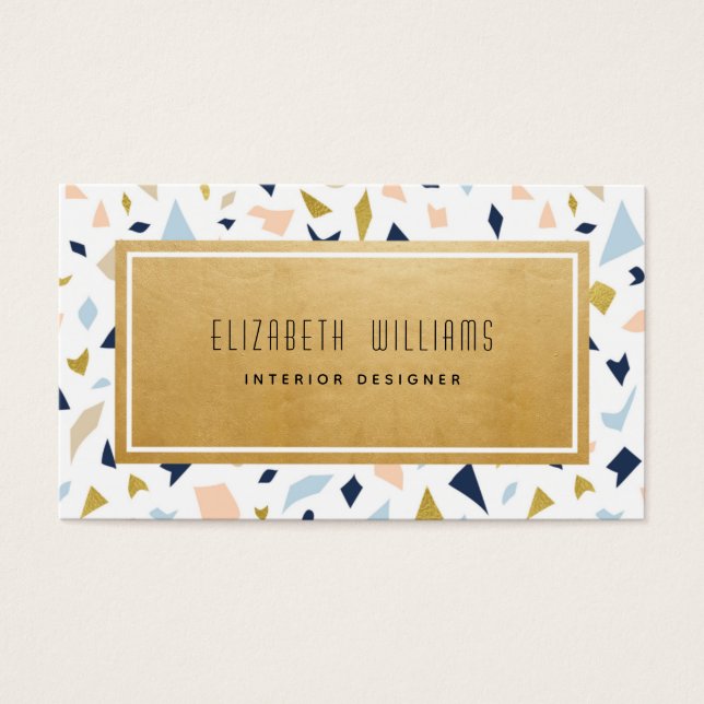 Moderne Terrazzo Interieur Designer Business Cards (Vorderseite)