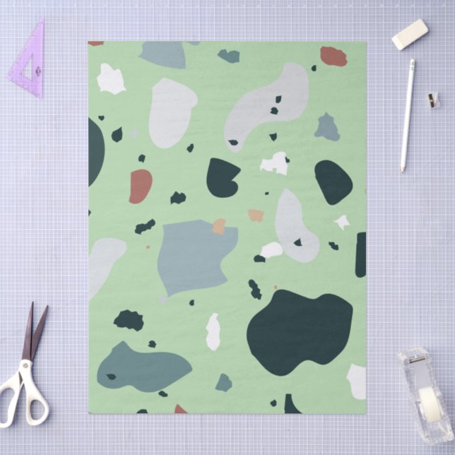 Moderne Terrazzo-Muster – Abstrakte Mittelmeer-Opt Seidenpapier (Basteln)