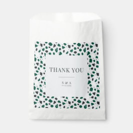 Moderne Terrazzo-Optik in Smaragdgrün & Konfetti Geschenktütchen